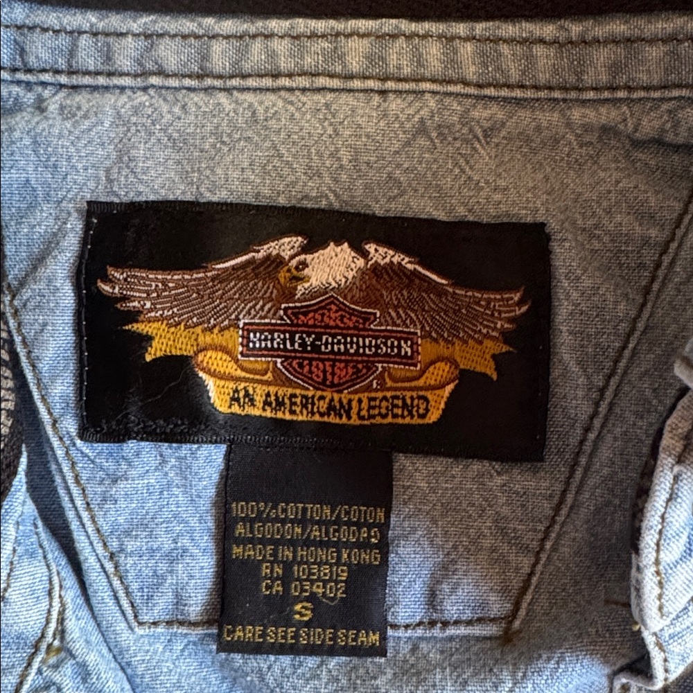 Harley-Davidson Blue Denim Jacket with Iconic Patch